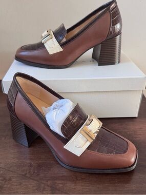Alex Marie Two-Tone Brown Croc Accent Loafer  Used for a couple of hours